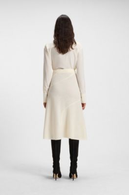 Boiled-wool skirt with A-line silhouette, White