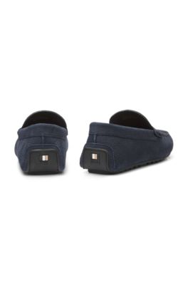 Driver-sole loafers in nubuck leather, Dark Blue