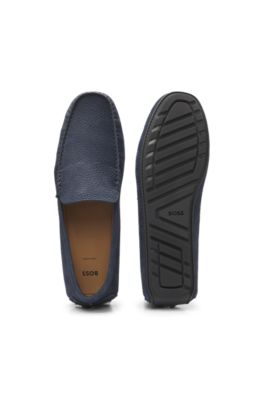 Driver-sole loafers in nubuck leather, Dark Blue