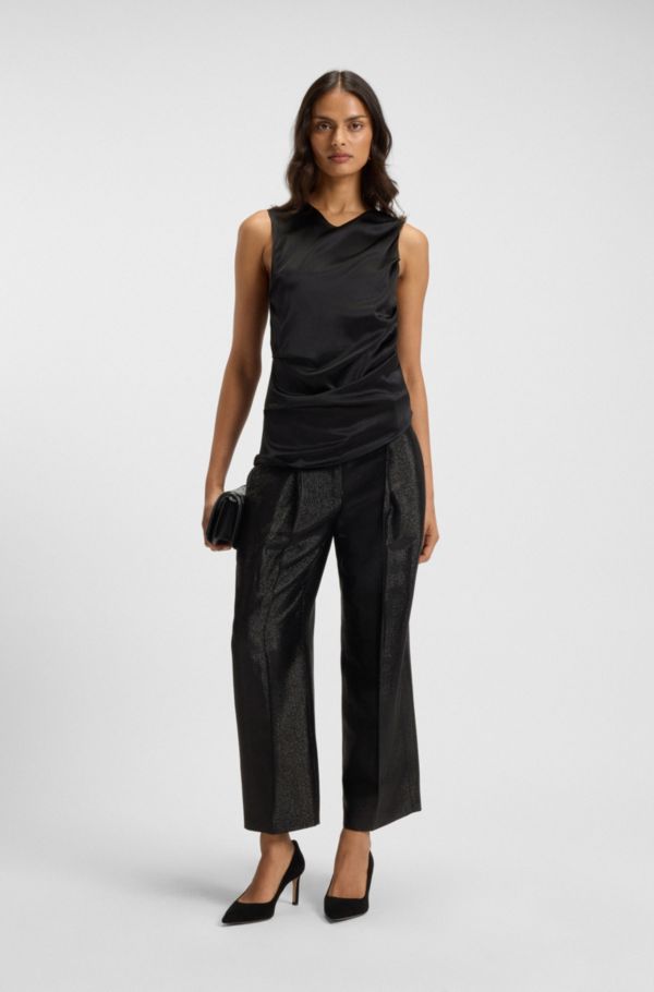 Asymmetric-hem top with stretch-silk front - image 2