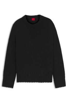Knitted sweater with embroidered logo, Black