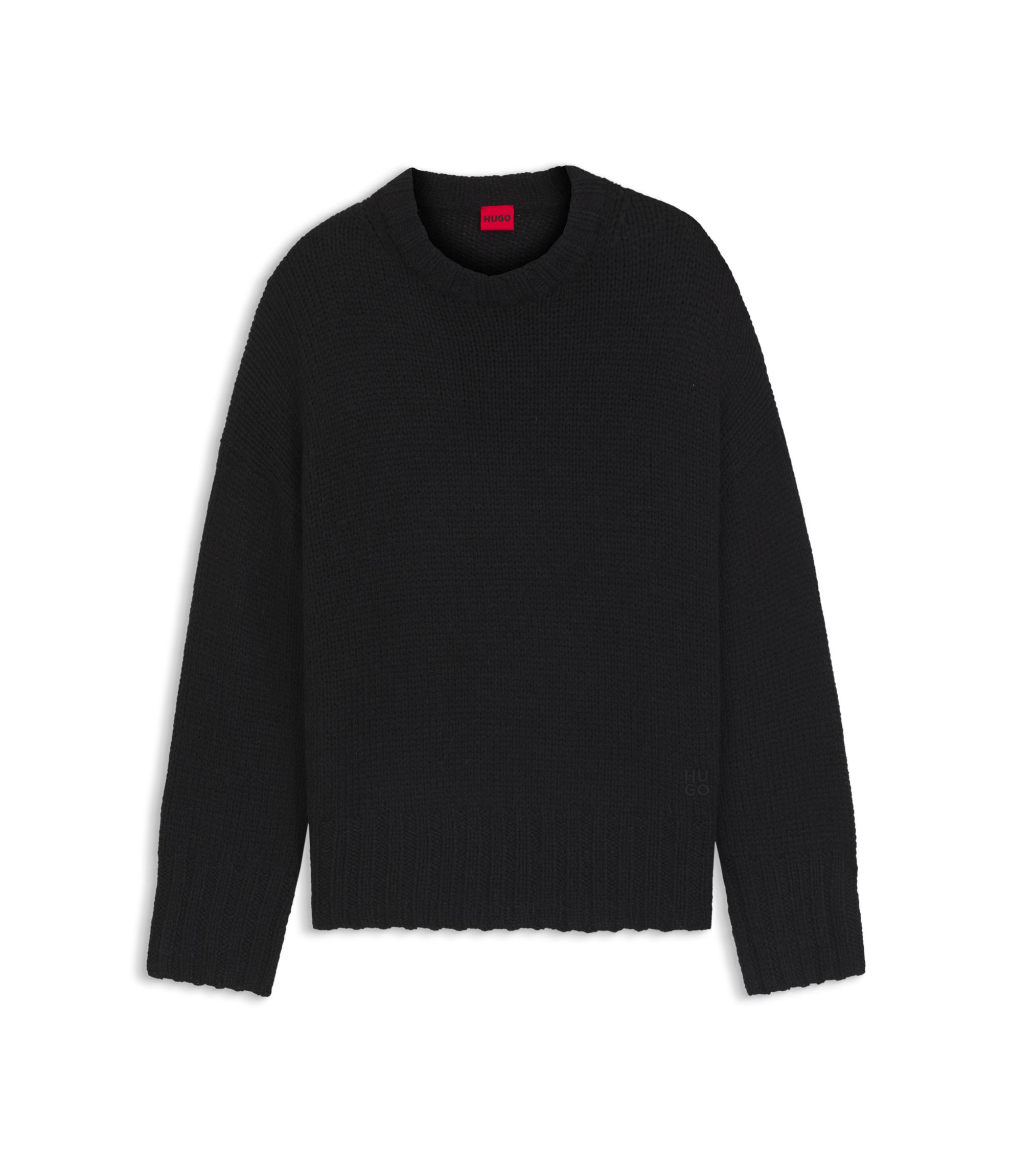 HUGO - Knitted sweater with embroidered logo - Black