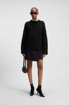 Jersey oversize fit de punto con logo bordado, Negro