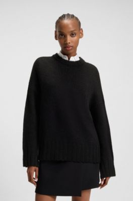 Knitted sweater with embroidered logo, Black