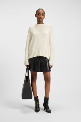 Jersey oversize fit de punto con logo bordado, Blanco