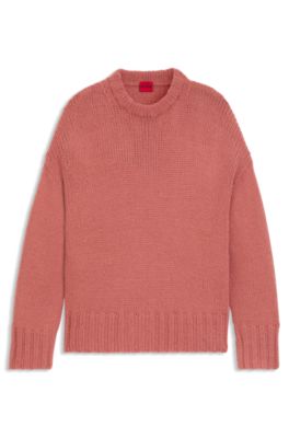Knitted sweater with embroidered logo, Light Red