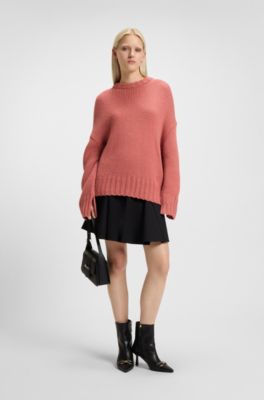 Jersey oversize fit de punto con logo bordado, Rojo claro