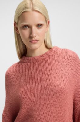Jersey oversize fit de punto con logo bordado, Rojo claro