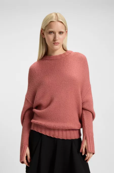 Knitted sweater with embroidered logo