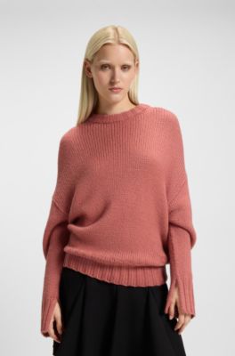 Jersey oversize fit de punto con logo bordado, Rojo claro