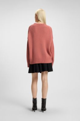 Knitted sweater with embroidered logo, Light Red