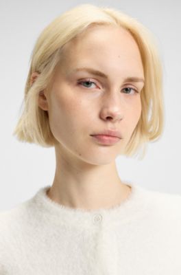 C&aacute;rdigan relaxed fit en hilo de pelo sint&eacute;tico, Blanco