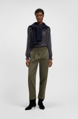 Regular-fit blouse in printed crepe Georgette, Patterned