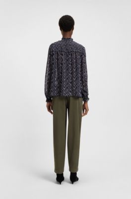 Regular-fit blouse in printed crepe Georgette, Patterned
