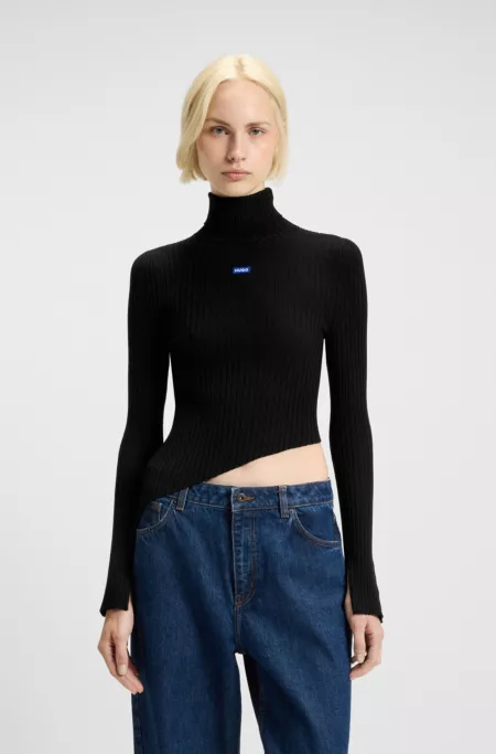 Logo-badge sweater with asymmetric him