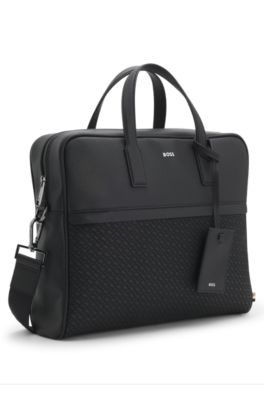 Porte-documents avec motif monogramme, Noir