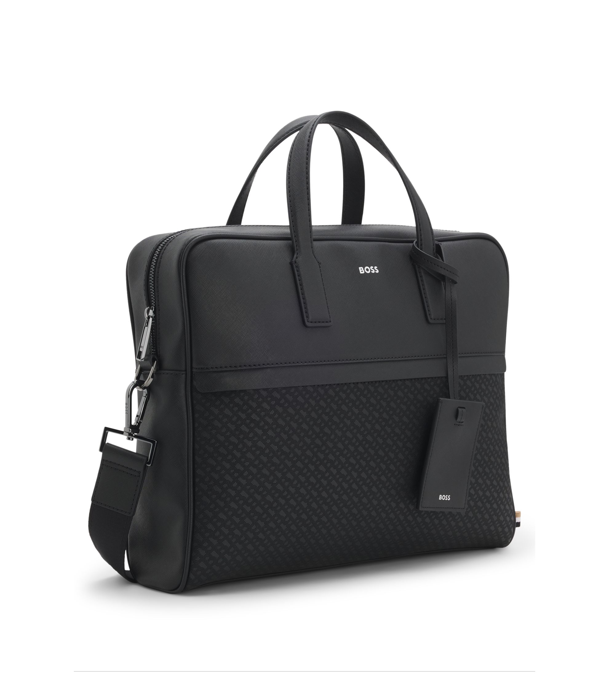 BOSS Document case with monogram pattern Black