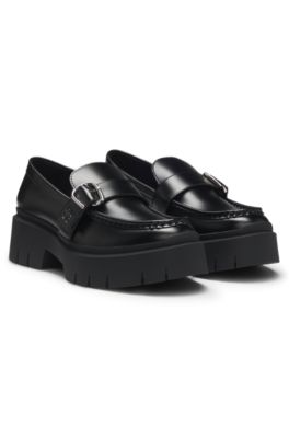 Mocasines con correa de hebilla, Negro