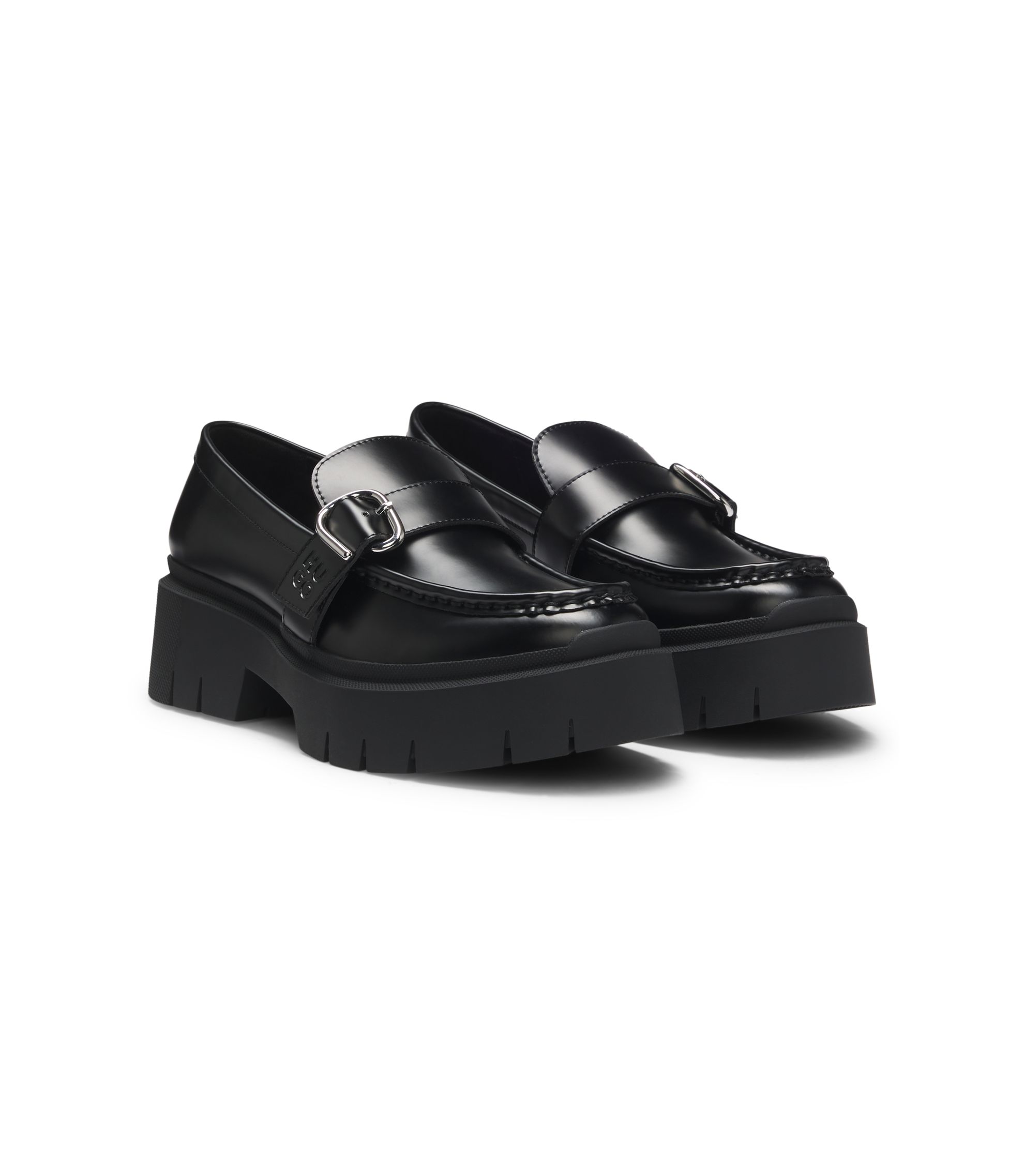 HUGO - Buckled-strap loafers - Black