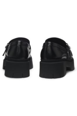 Buckled-strap loafers, Black