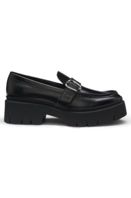 Mocasines con correa de hebilla, Negro