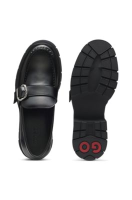 Mocasines con correa de hebilla, Negro