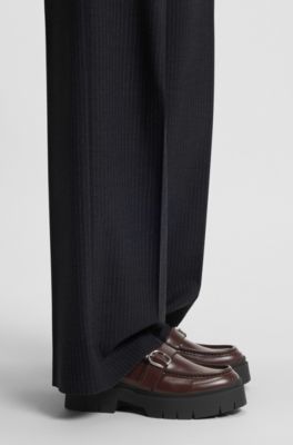 Buckled-strap loafers in leather, Dark Brown