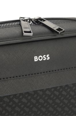 Crossbody bag with monogram details, Black