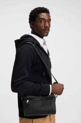 Crossbody bag with monogram details, Black