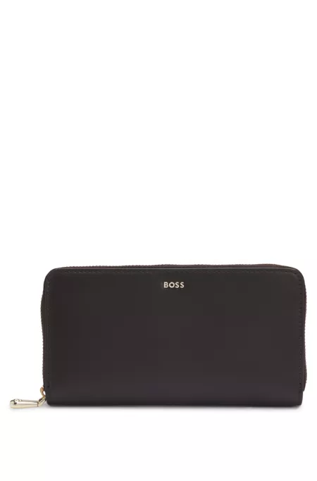 Logo-lettering wallet with zip