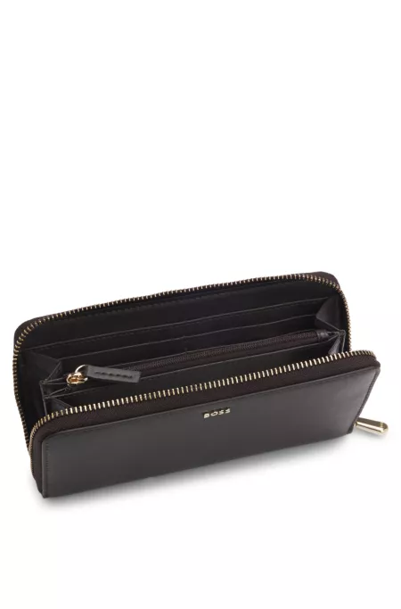 Logo-lettering wallet with zip