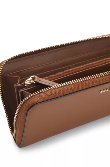 Logo-lettering wallet with zip