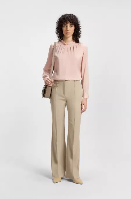 Regular-fit blouse in stretch silk