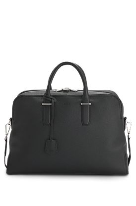 Grained-leather holdall with embossed logo