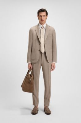 Grained-leather duffel bag with embossed logo, Light Brown