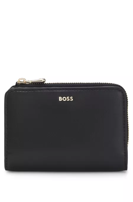 Logo-lettering wallet with zip