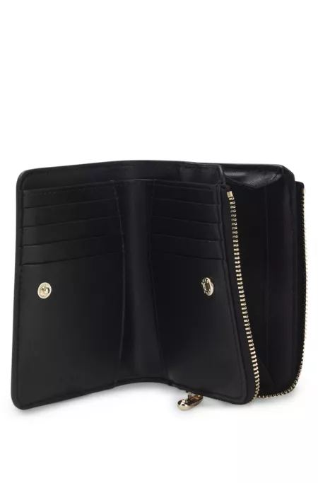 Logo-lettering wallet with zip