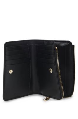 Logo-lettering wallet with zip, Black