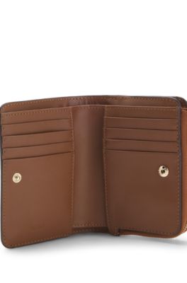 Logo-lettering wallet with zip, Brown