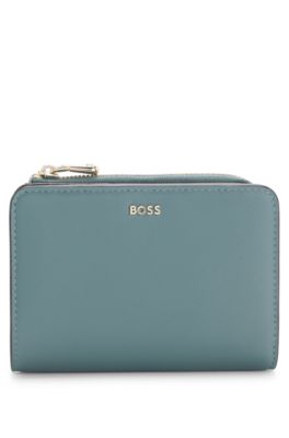 Cartera con cremallera y letras de logo, Azul