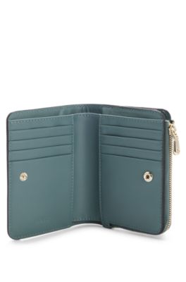 Cartera con cremallera y letras de logo, Azul