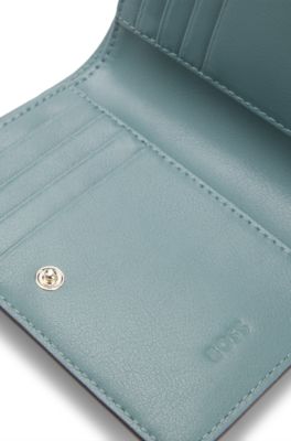 Cartera con cremallera y letras de logo, Azul