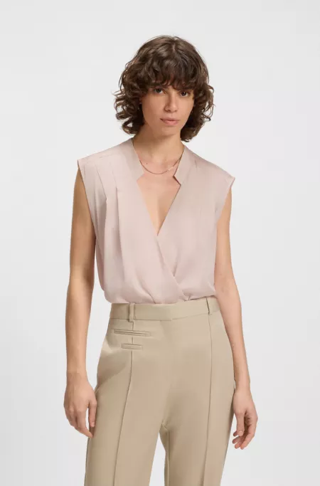Regular-fit blouse in stretch silk