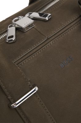 BOSS ONE leather duffel bag, Light Green