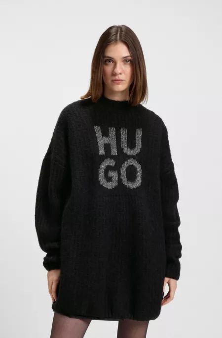 Knitted sweater with sparkling stacked logo