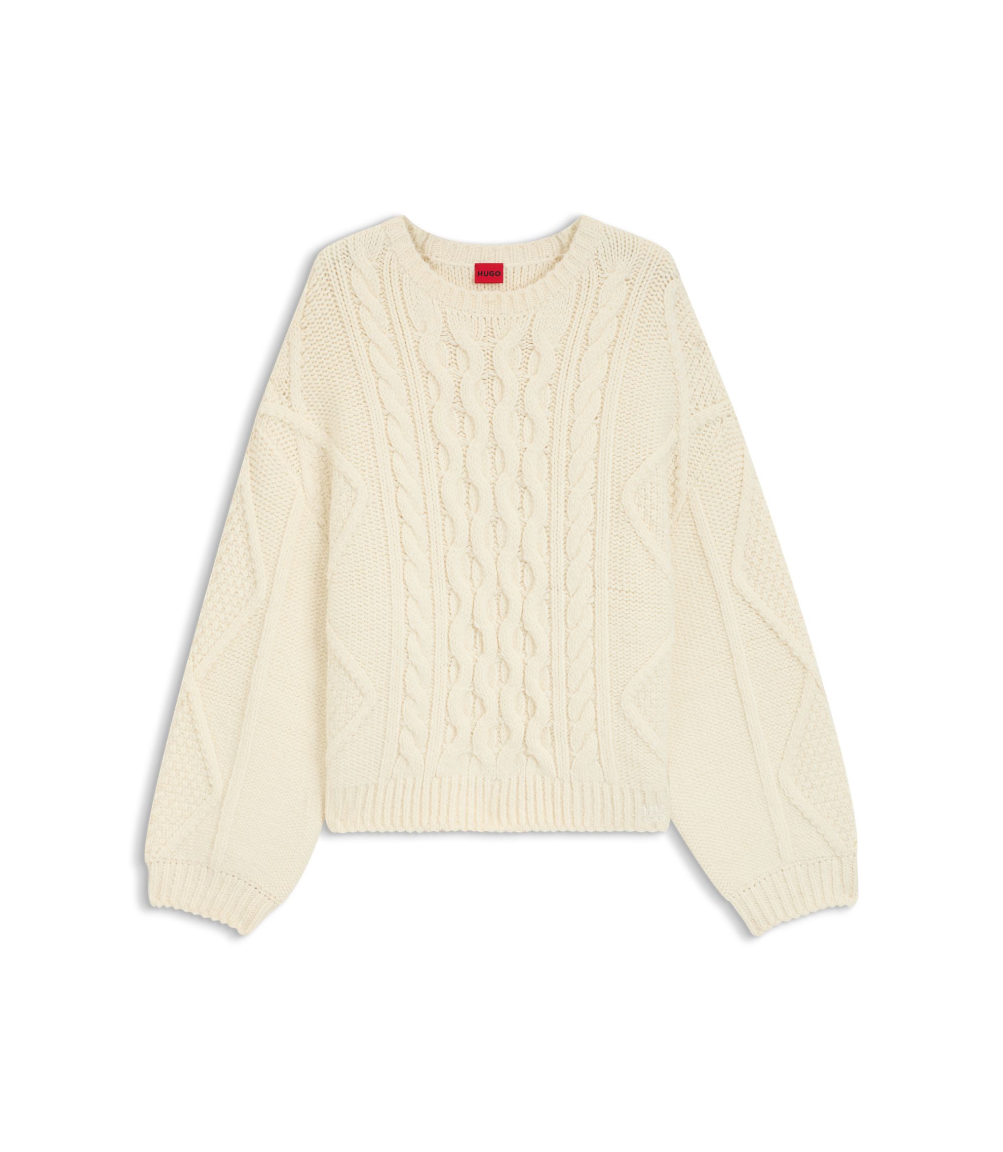 HUGO - Cable-knit sweater in an oversized fit - White