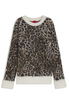 Jersey de punto relaxed fit con jacquard de leopardo, Fantas&iacute;a