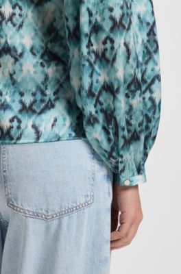 Regular-fit blouse in printed hammered satin, Patterned