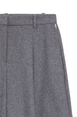 Regular-fit trousers in soft flannel, Light Grey