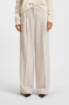 Regular-fit trousers in soft flannel, White